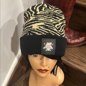 Ed Hardy Love Slowly Kills Knitted Cuff Beanie w/ Logo Patch